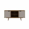 Designed To Furnish Hampton TV Stand w/4 Shelves & Solid Wood Legs in Off White & Maple Cream 26.57 x 53.54 x 15.75 in. DE2616297
